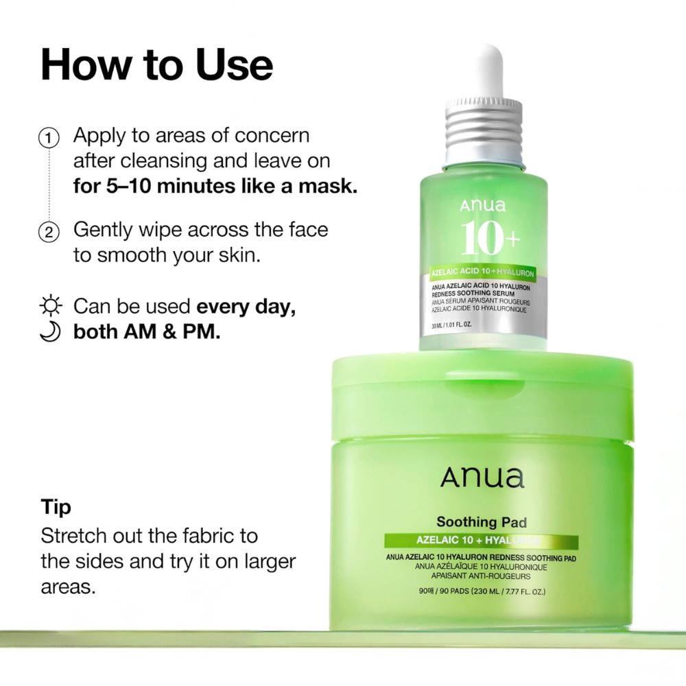 Anua – Azelaic 10 Hyaluron Redness Soothing Pad 90 Pads [230ml] - Wardobie