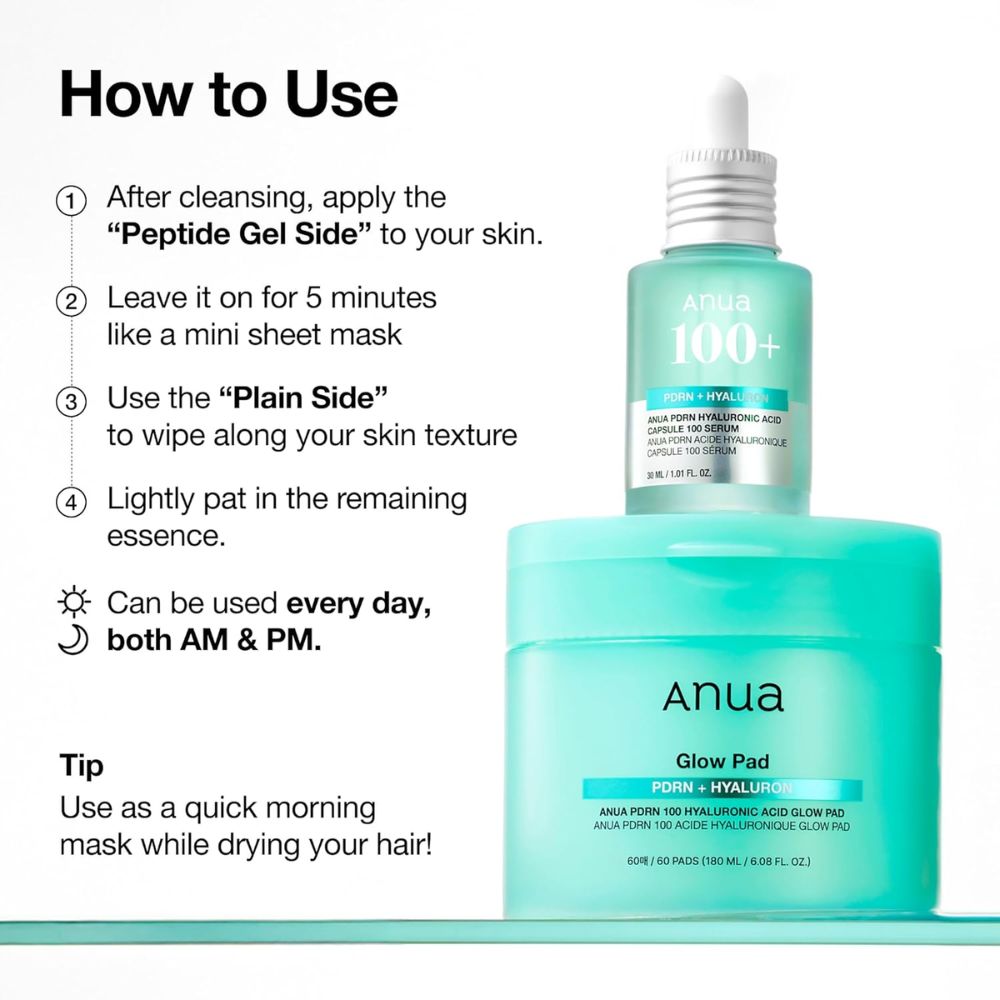 Anua – PDRN 100 Hyaluronic Acid Glow Pad 60 Pads [180ml] - Wardobie