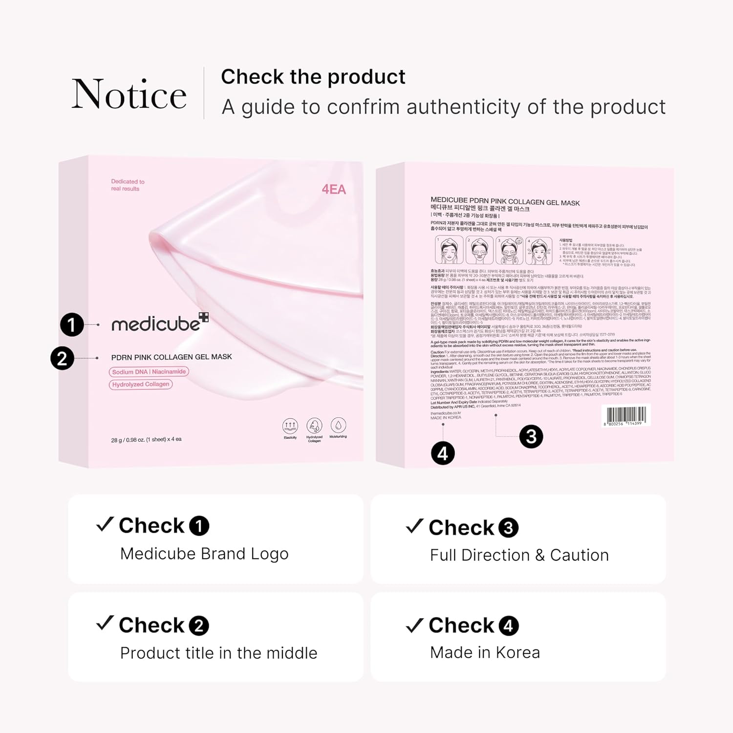 medicube - PDRN Pink Collagen Gel Mask [28g x 4 sheets] - Wardobie