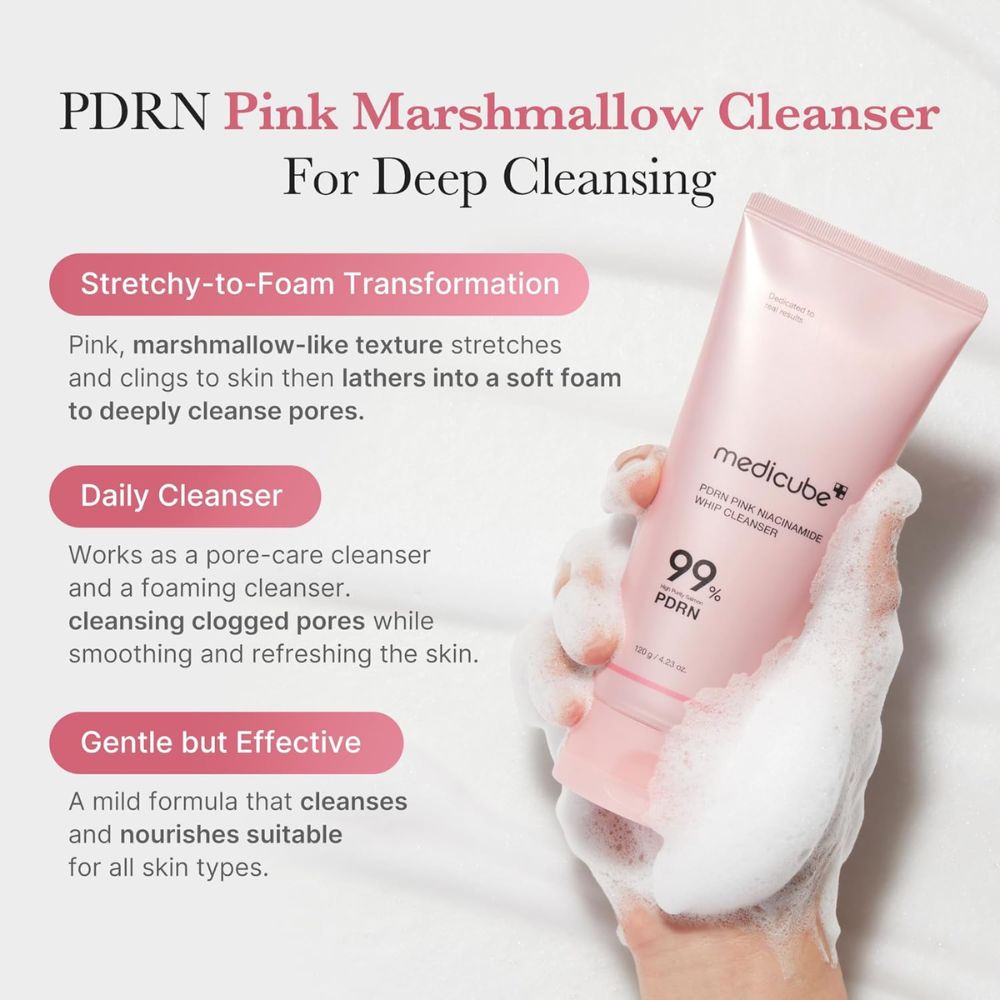 medicube PDRN Pink Niacinamide Whip Cleanser [120g] - Wardobie