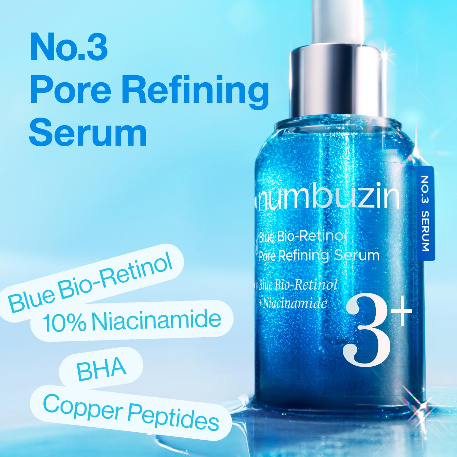 numbuzin - No.3 Blue Bio-Retinol Pore Refining Serum [30ml] - Wardobie