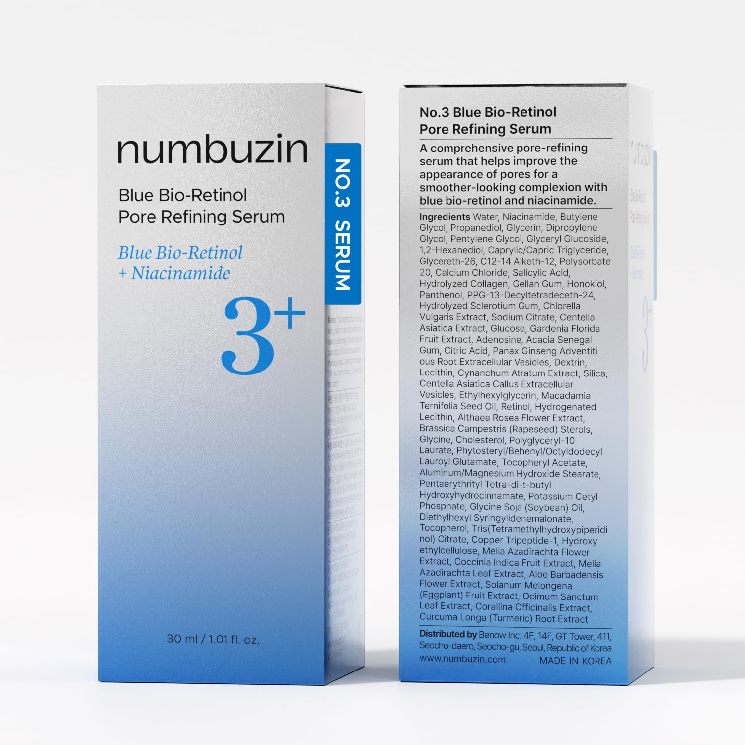 numbuzin - No.3 Blue Bio-Retinol Pore Refining Serum [30ml] - Wardobie