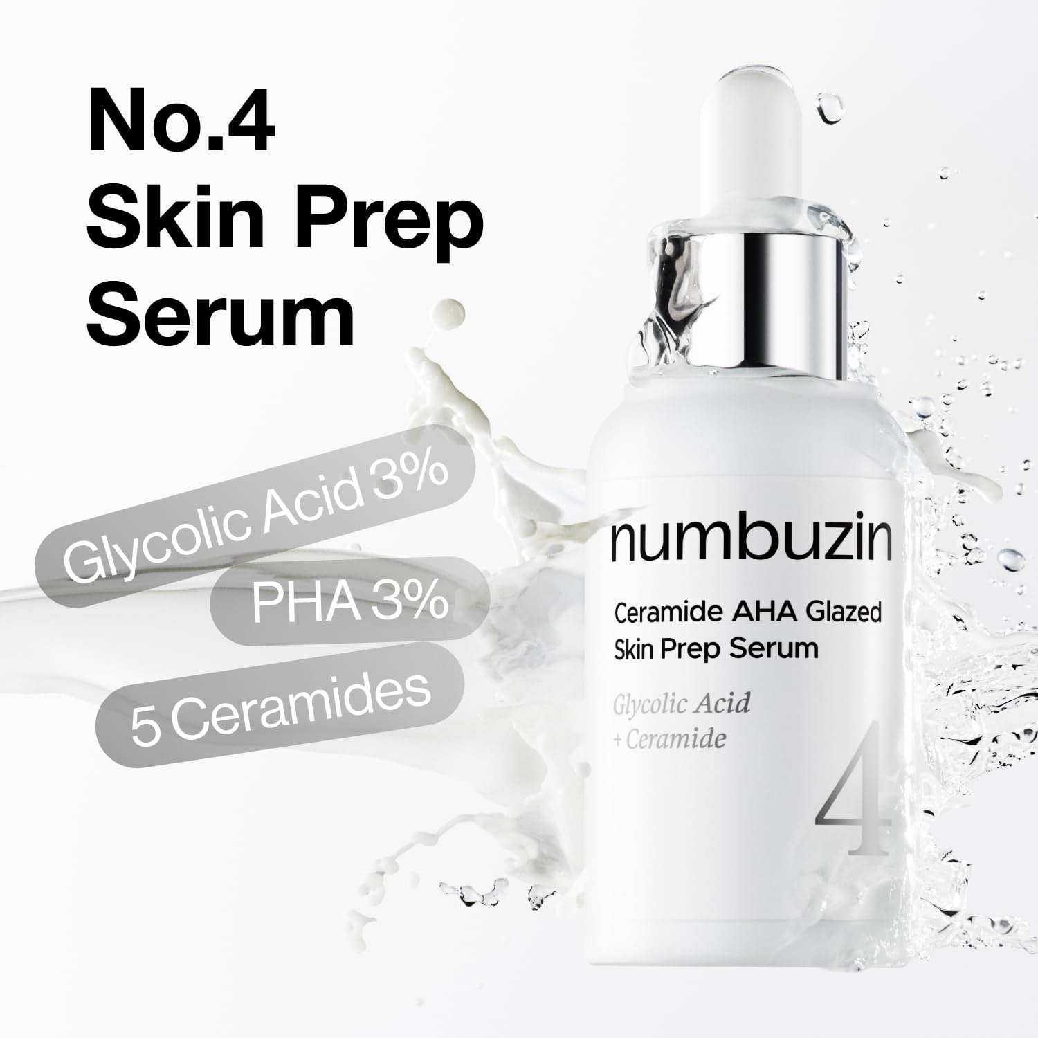 numbuzin - No.4 Ceramide AHA Glazed Skin Prep Serum [30ml] - Wardobie